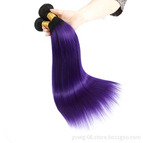 XCCOCO Ombre Hair Bundles 10A Quality Hair 1b/Purple# Human Cuticle Aligned Virgin Brazilian Human Hair Bundles